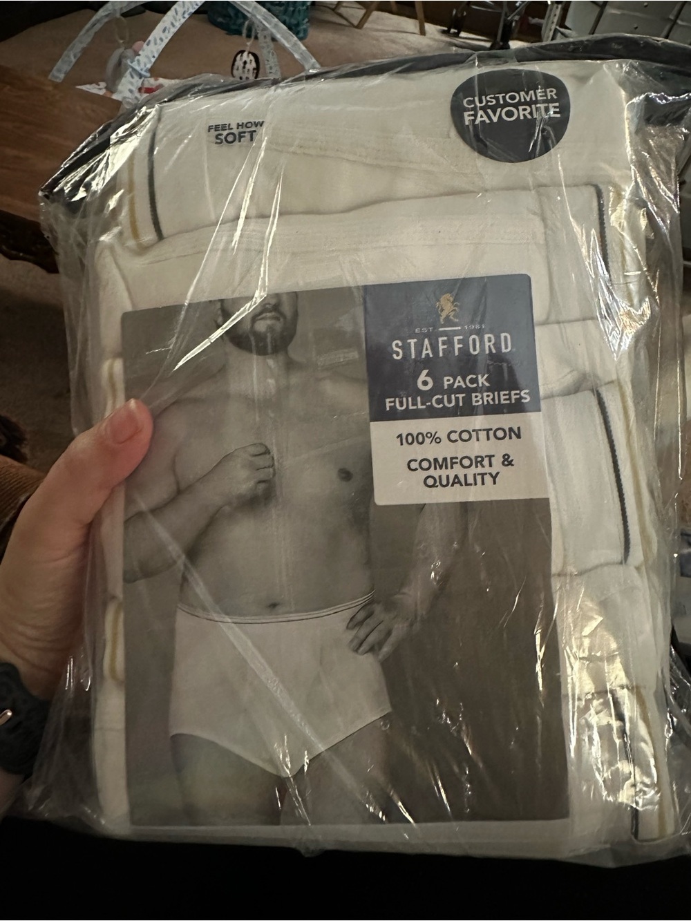 NWT Stafford Men’s White Briefs - 6 Pack Big & Tall size 52